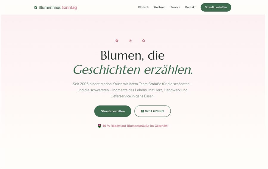 Website Blumenhaus Sonntag